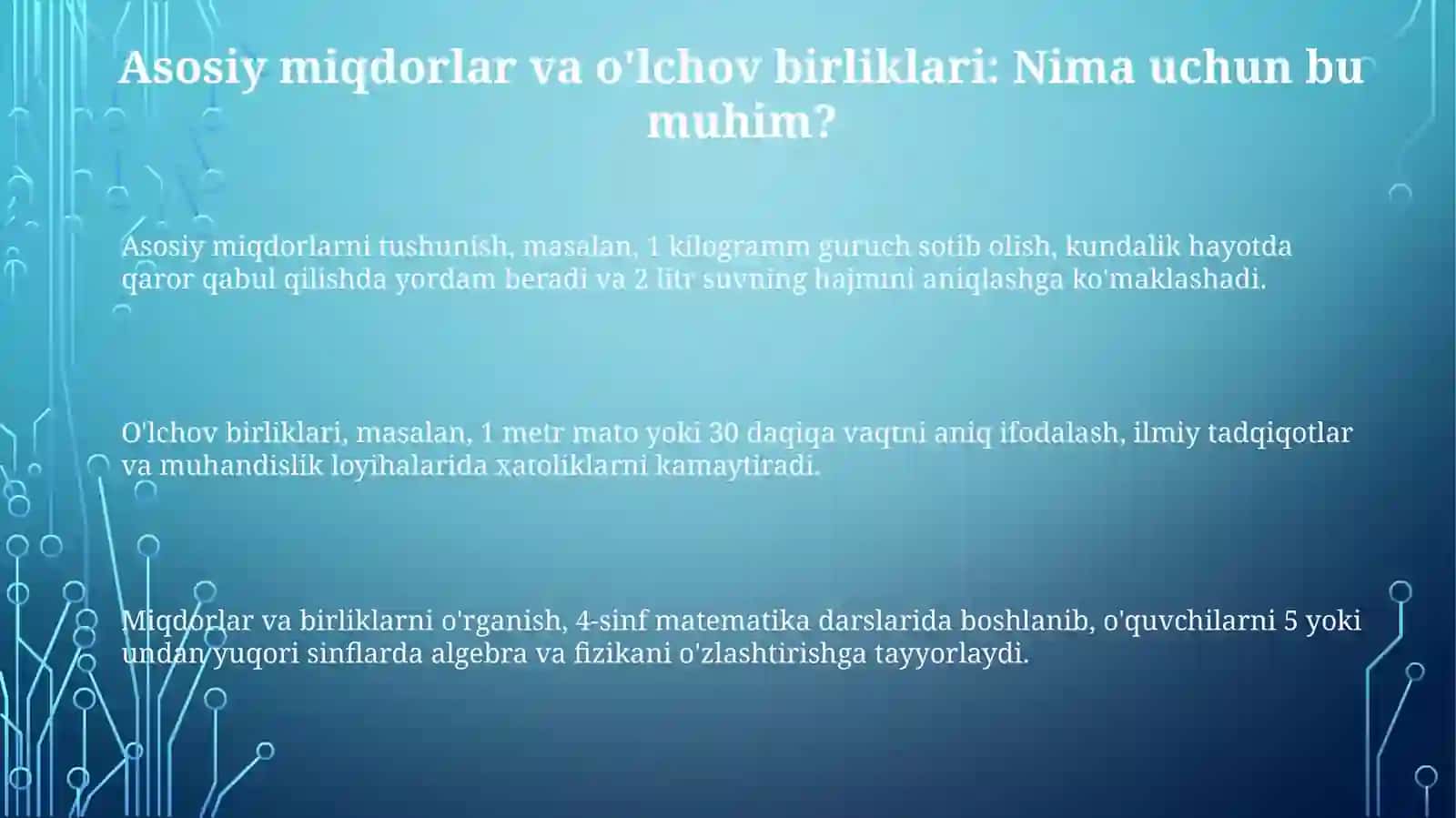 Boshlangich sinflarda asosiy miqdorlar va ularni o'lchash birliklarini o'rgatish metodikasi 3