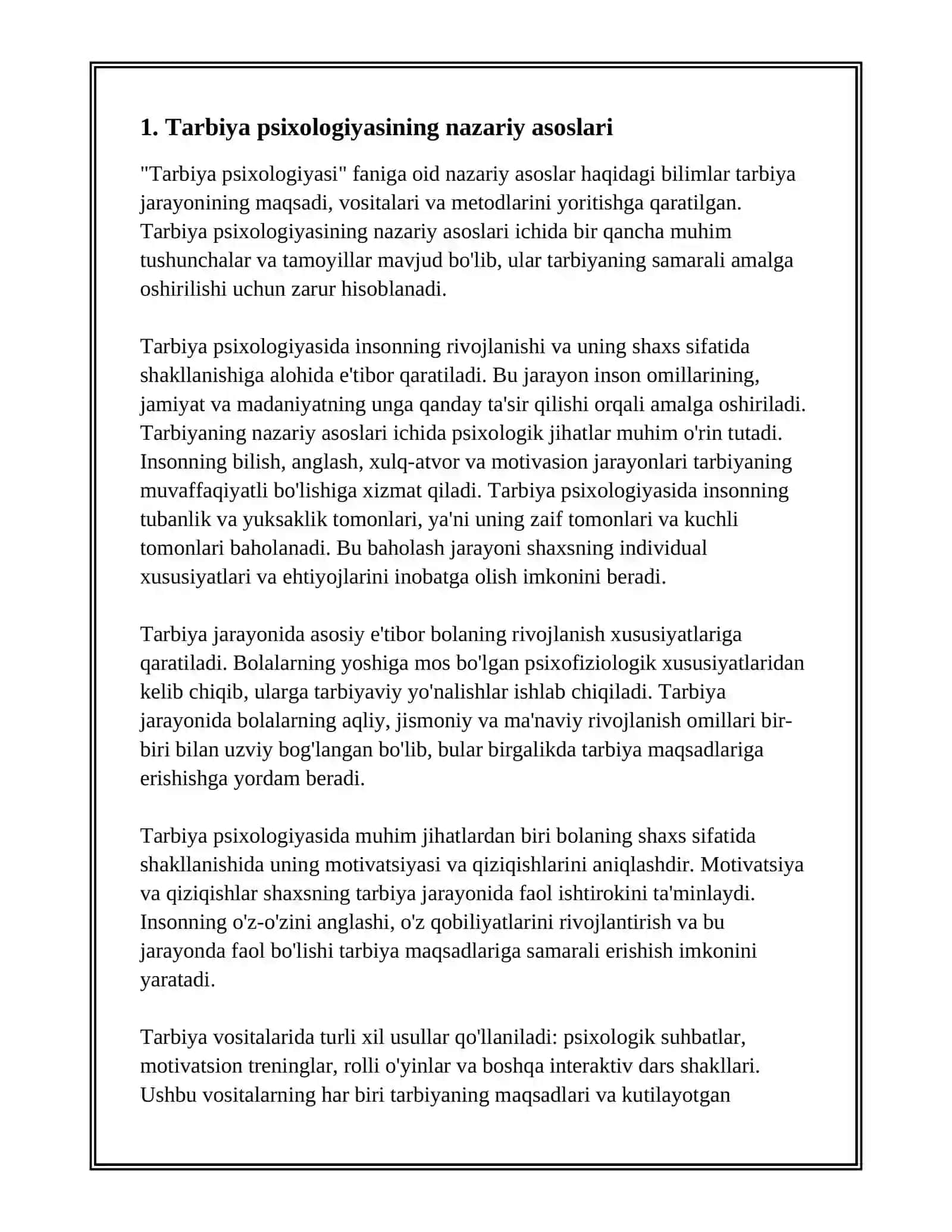 TARBIYA PSIXOLOGIYASI: MAQSADI, VOSITALARI VA METODLARI 3