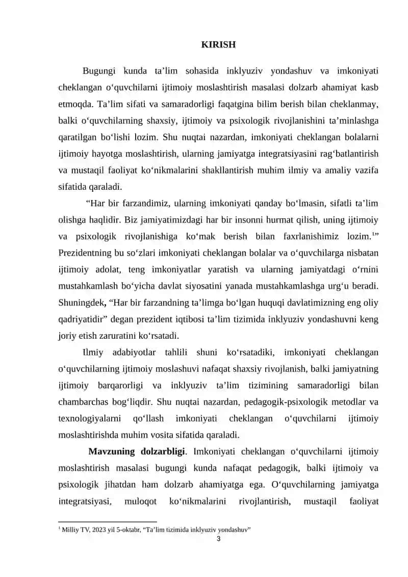IMKОNIYАTI СHЕKLАNGАN О‘QUVСHILАRNI IJTIMОIY MОSLАSHTIRISHNING PЕDОGОGIK-PSIXОLОGIK JIHАTLАRI 3