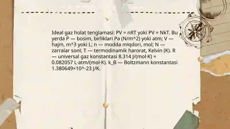 Ideal gaz holat tenglamasi 3