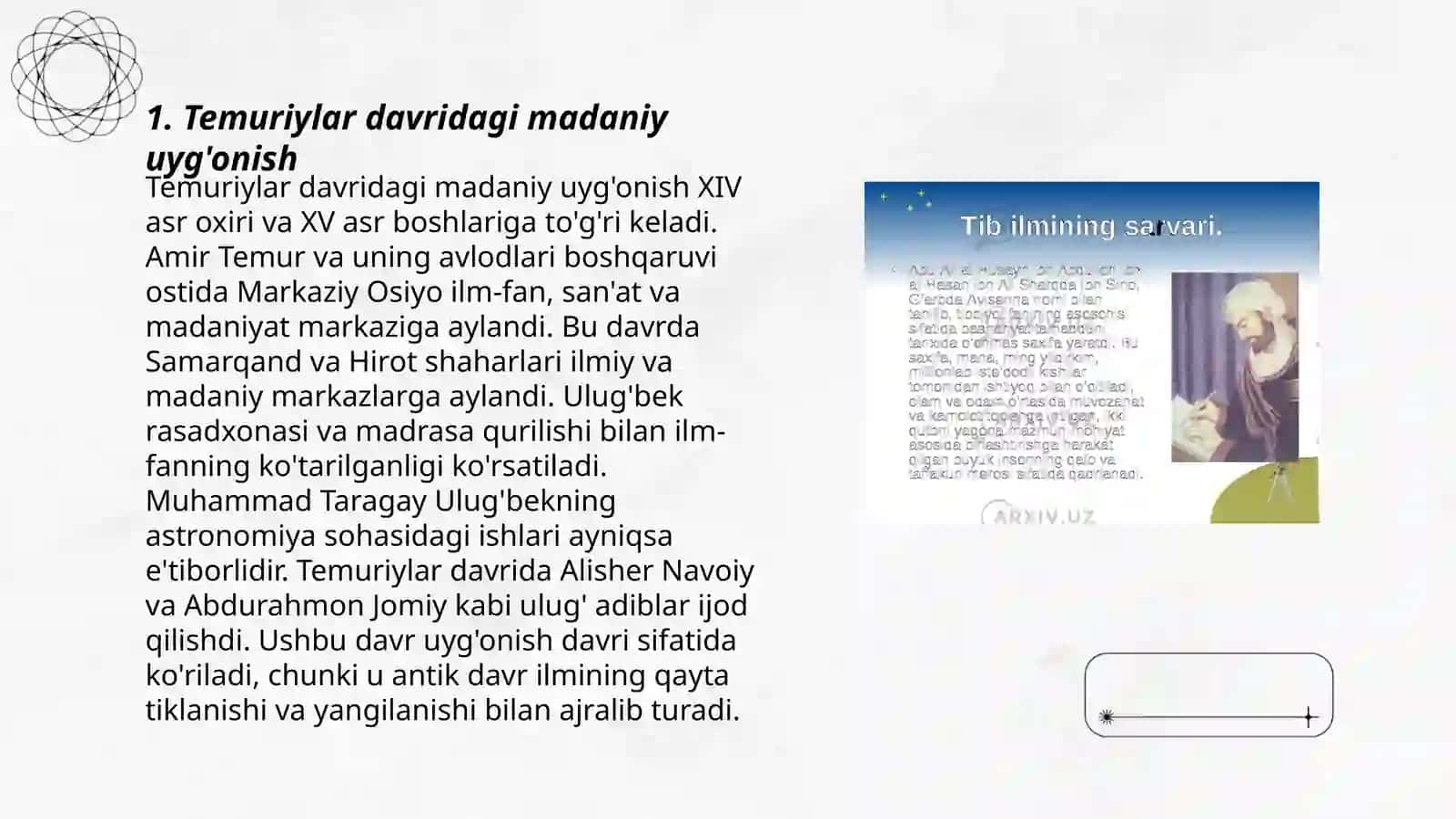 Temuriylar davridagi madaniy uyg'onish 3