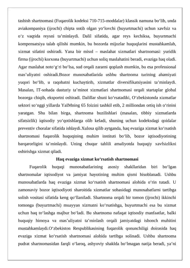 Haq evaziga xizmat ko‘rsatish shartnomasi 3