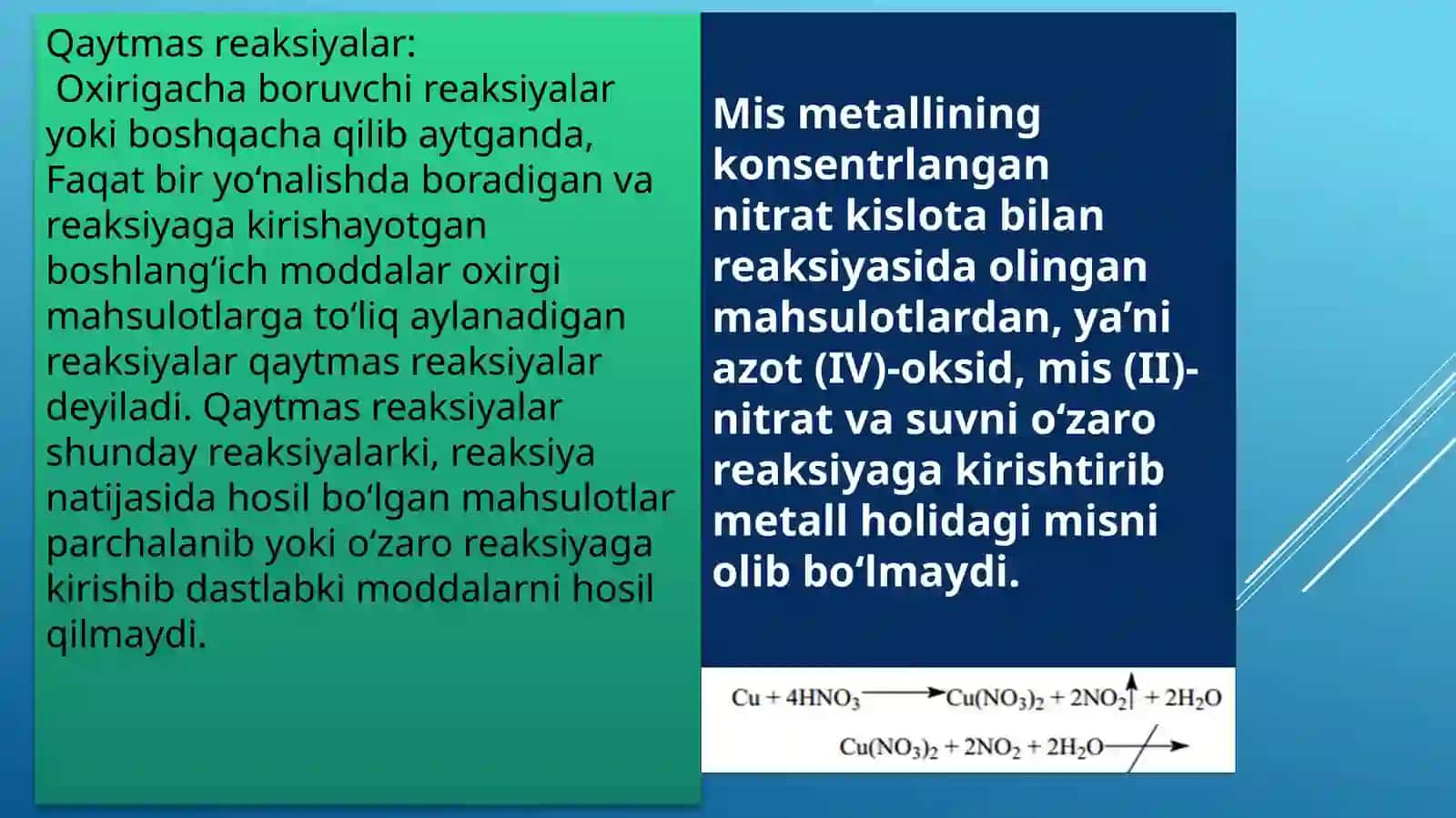 Qaytar va qaytmas reaksiyalar, Kimyoviy muvozanat 3