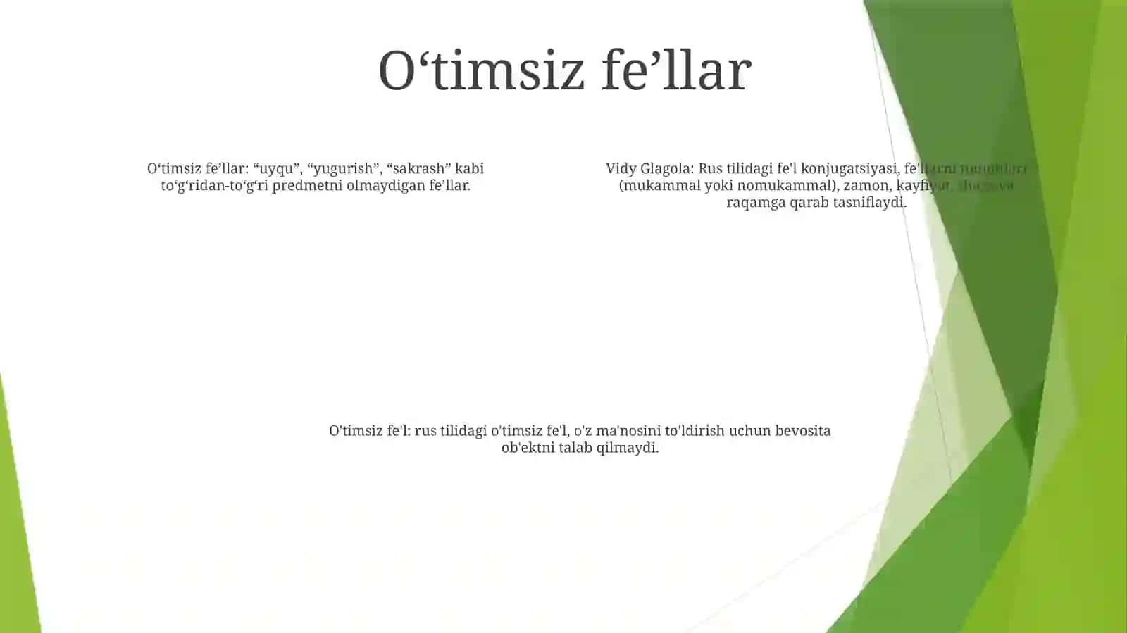 O‘timli fe’llar (o‘timli fe’llar) 3