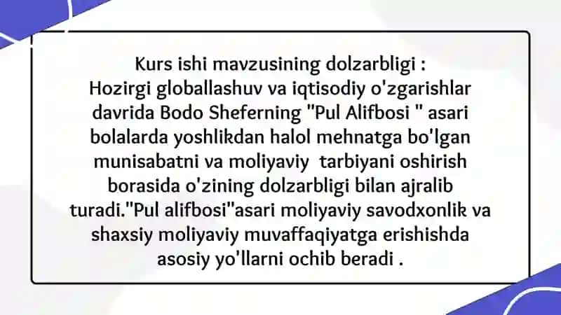 Bodo Sheferning “Pul alifbosi” asaridagi moliyaviy tarbiyaning ahamiyati 3