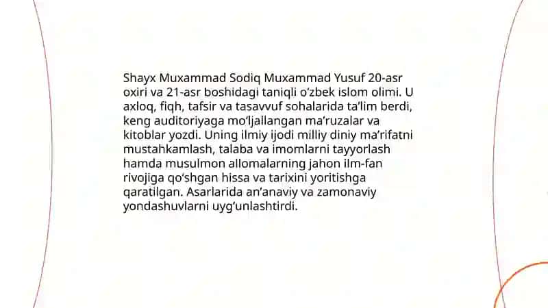 Shayx Muxammad Sodiq Muxammad Yusufning Olam va odam din va ilm asarida musulmon allomalarning jaxon ilm-fan rivojiga qoʻshgan xissasi 3