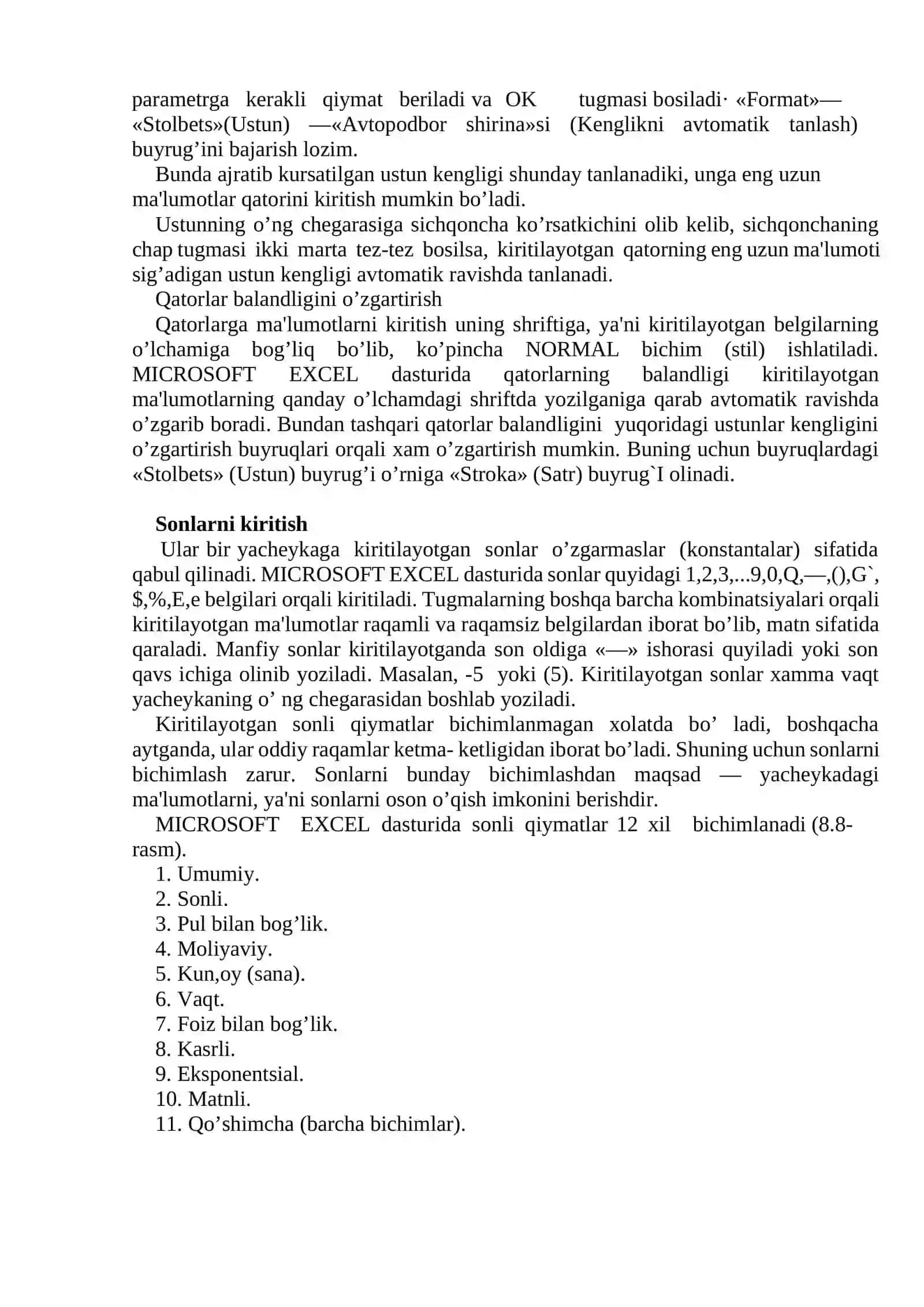 MS Excel elektron jadvali xaqida umumiy tushuncha 3
