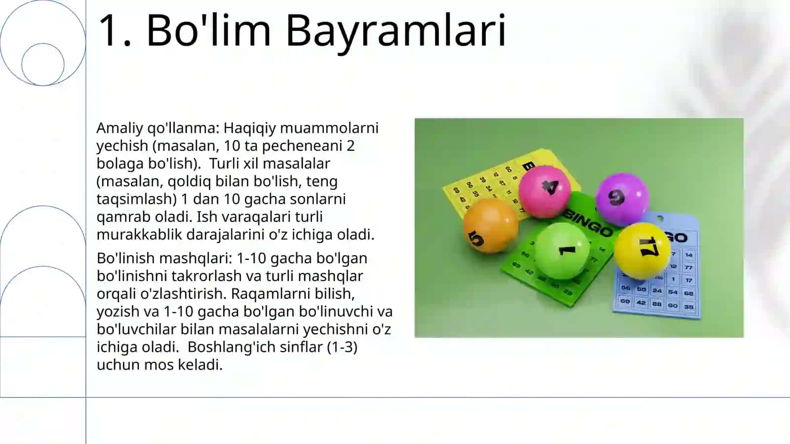 1 dan 10 gacha boʻlgan sonlar 3
