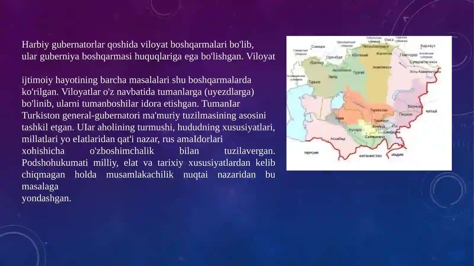 O‘rta Osiyoning Rossiya imperiyasi boshqaruvi davridagi tarixiy geografiyasi 3