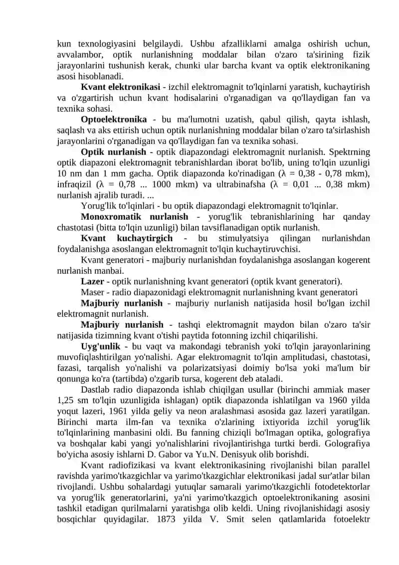 Yarim o'tkazgichli optoelektron qurilmalar 3