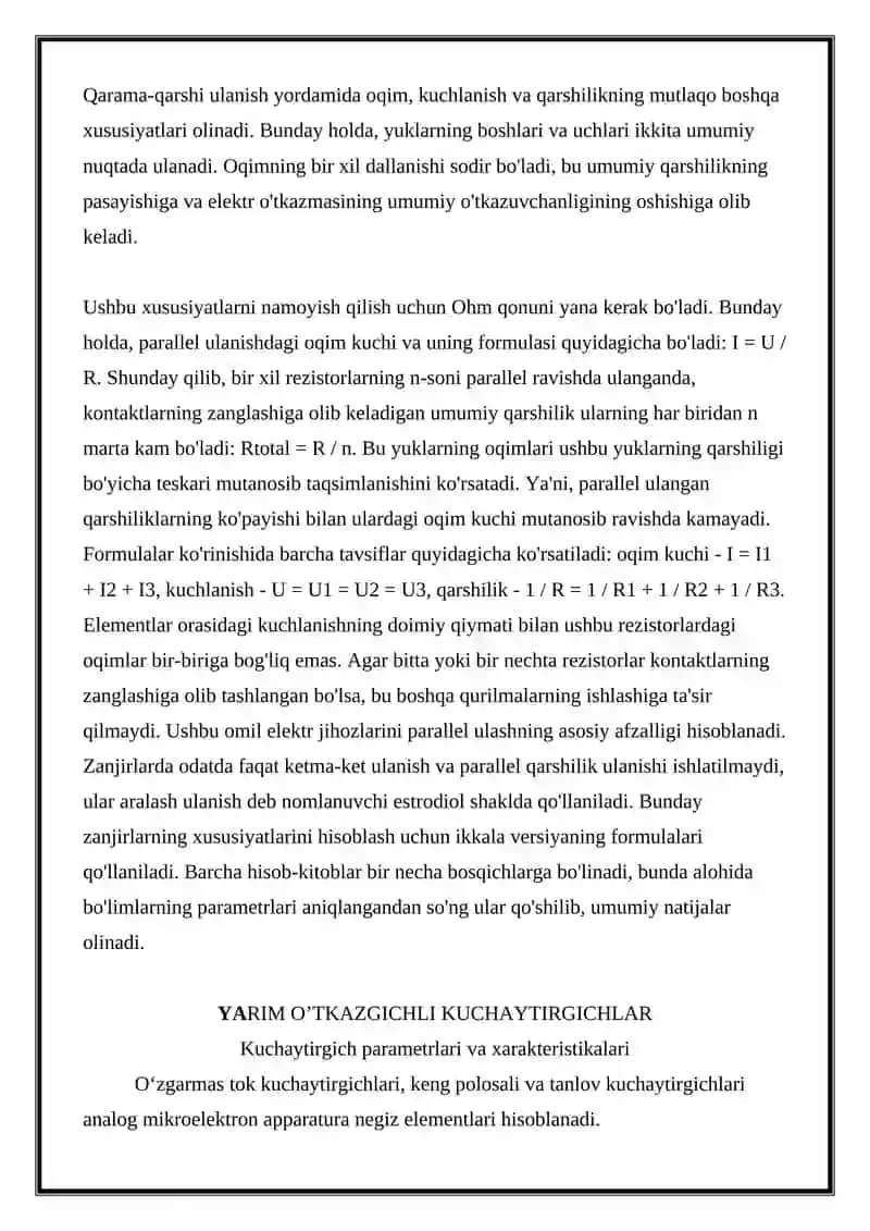 Parallеl va ketma-kеt ulash, O’TKAZGICHLARLARNING QARSHILIGINI HISOBLASH 3