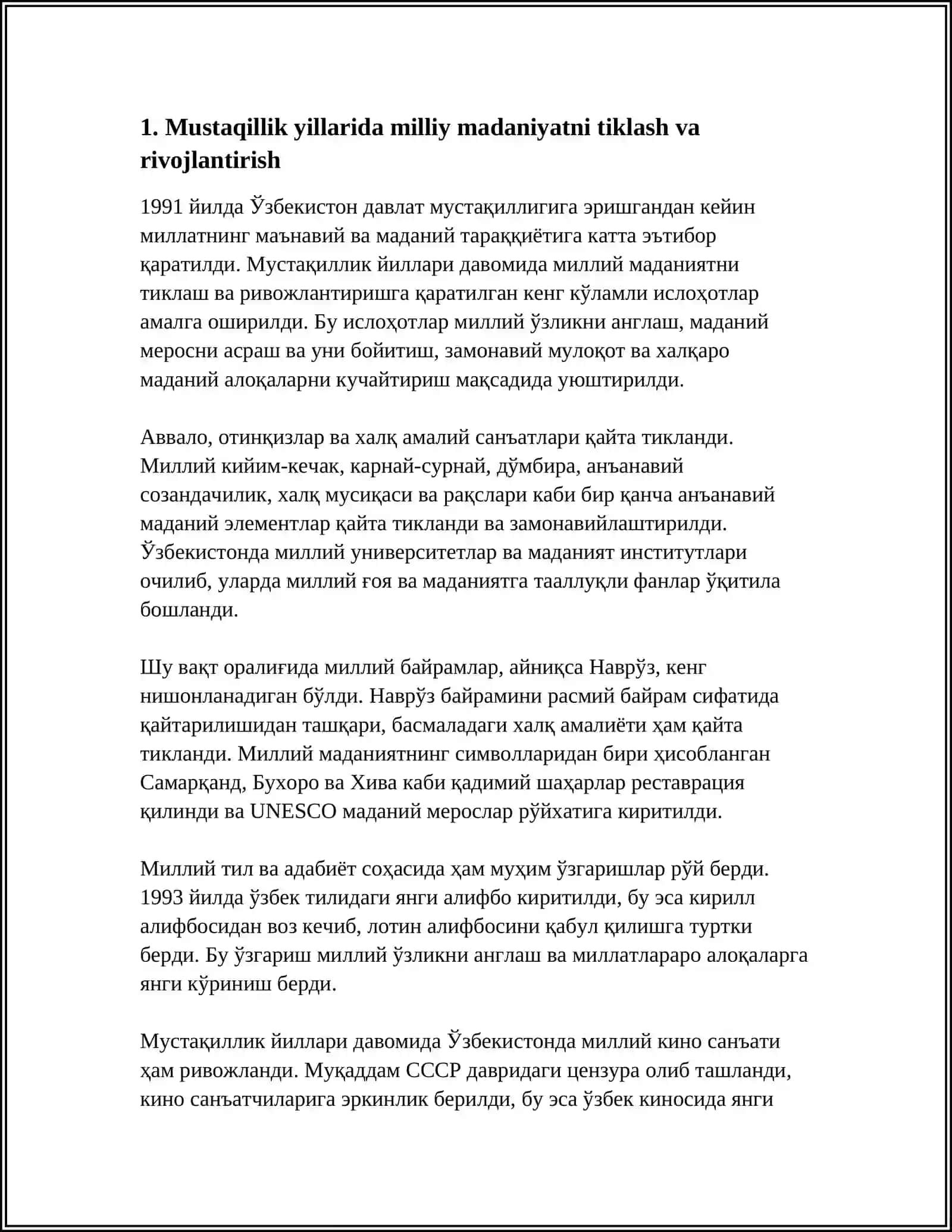 MUSTAQILLIK YILLARIDA﻿ ÓZBEKISTONDAGI MANAVIY VA MADANIY﻿ TARAQQIYOT 3