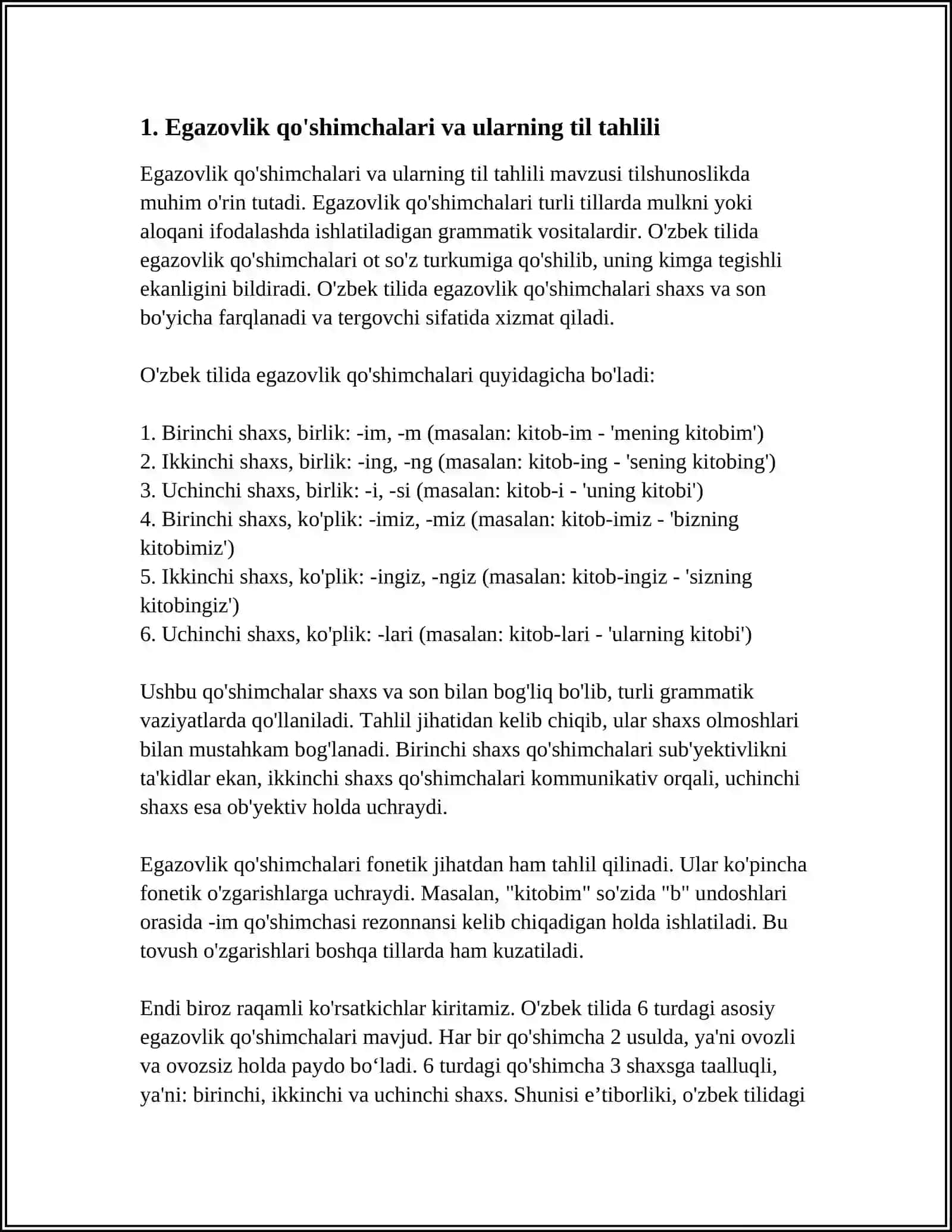 Egazovlik qo'shimchalari va ularning til tahlili 3