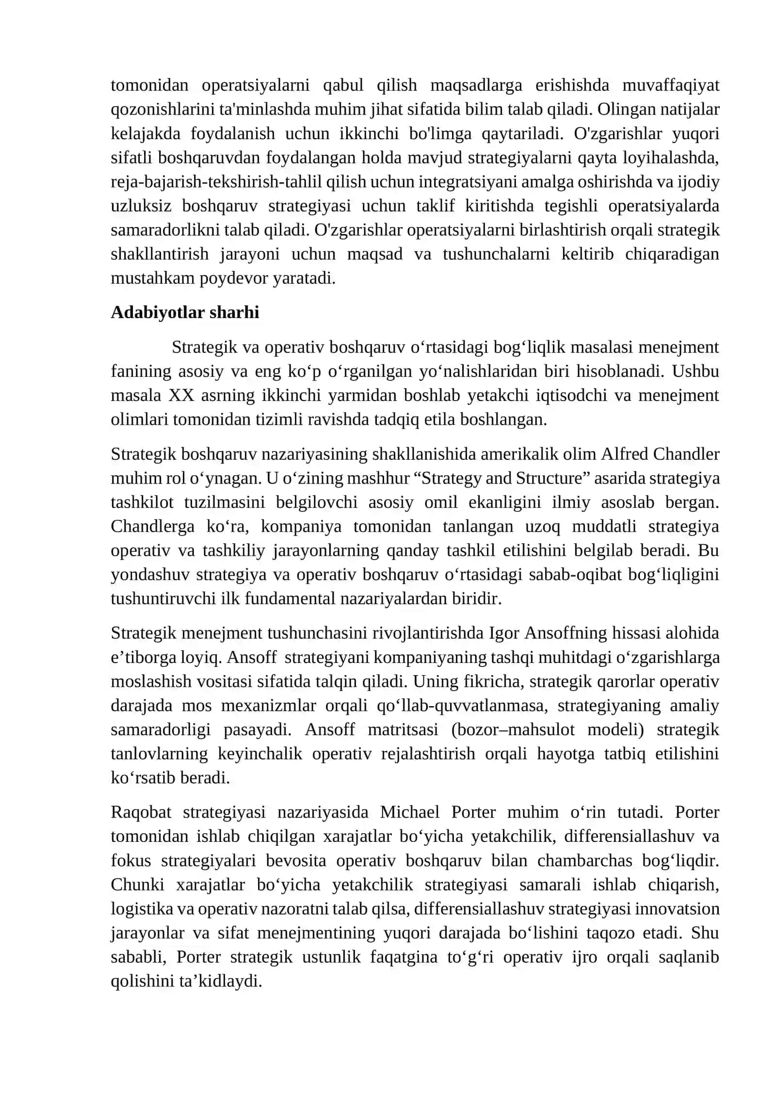 Strategiya va operativ boshqaruv o'rtasidagi bog'liqlik 3