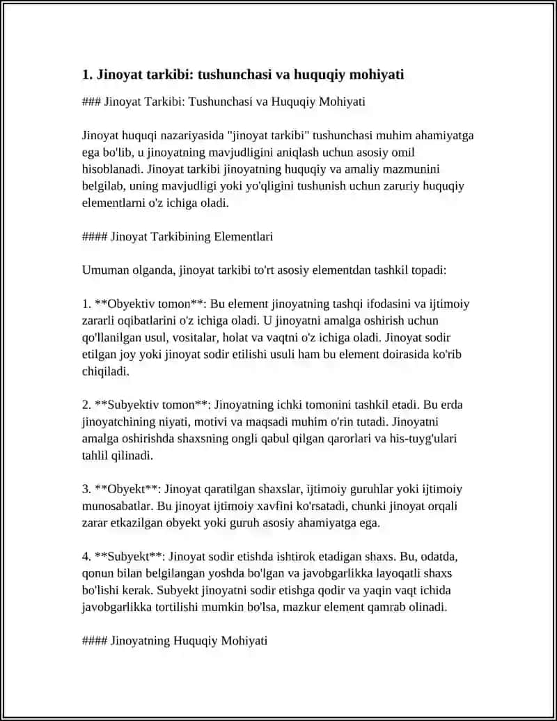 Jinoyat Tarkibi: Tushunchasi va Huquqiy Mohiyati 3