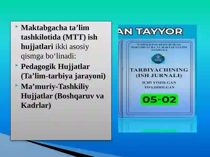 Maktabgacha ta`lim tashkilotida ish hujjatlari yuritilish tartibi 3
