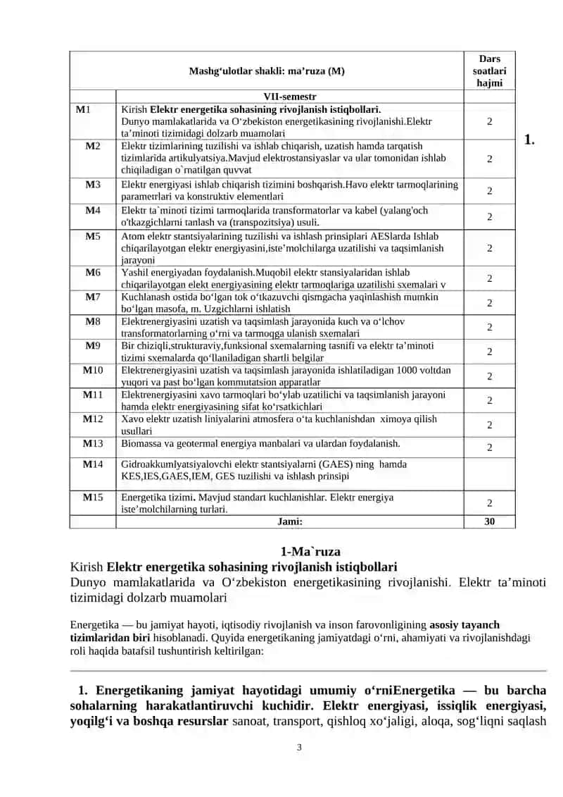 Elektr energiyasini uzatilishi, taqsimlanishi va iste’moli 3