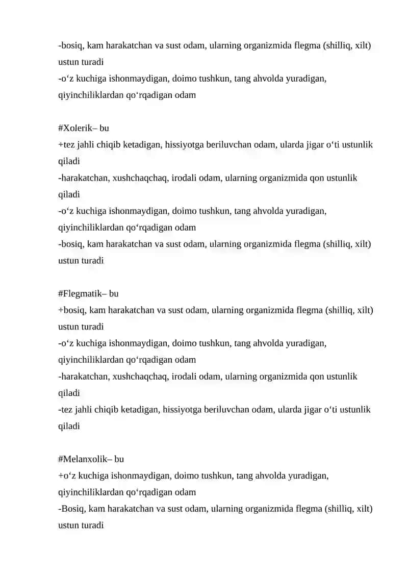 Tibbiyot psixologiyasi fanidan 500 talik test, javoblari bilan 3