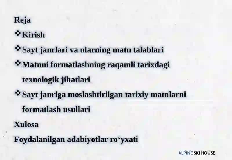Saytlarning turli janrlari uchun matn niformatlash 3
