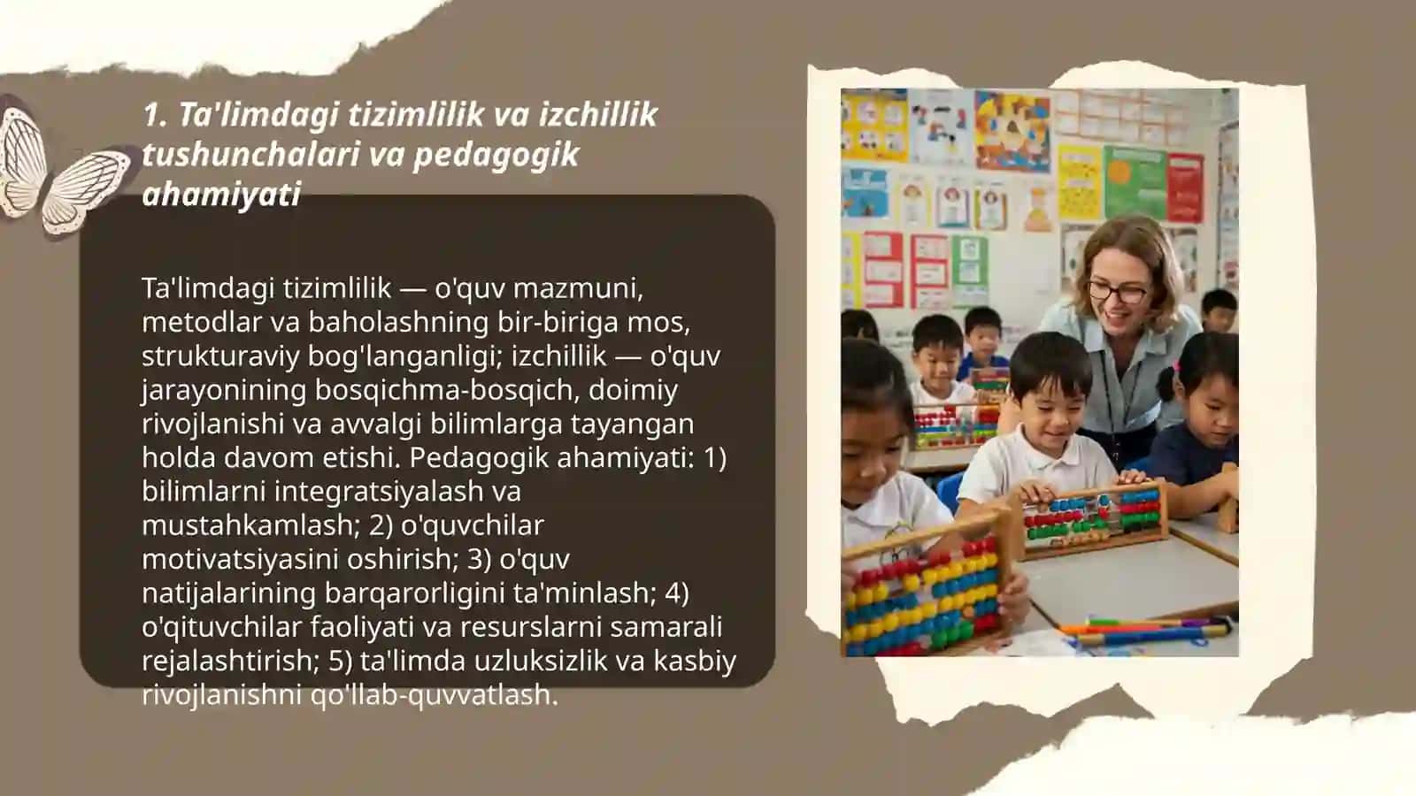 Ta'limning tizimlilik va izchillik prinsplarini amalga oshirish pedagogik qoidalari 3