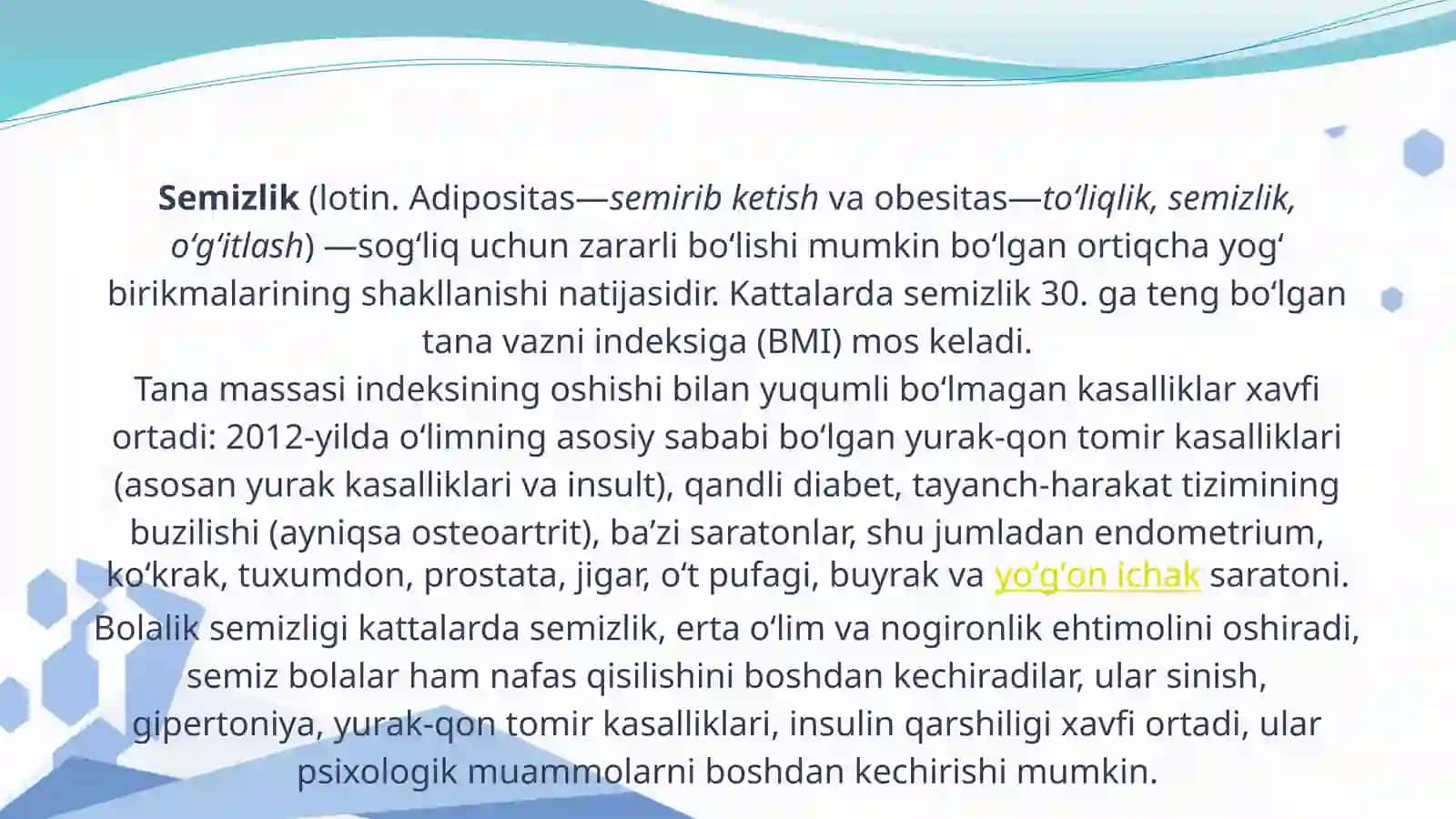 Semizlik.Qandli diabet.Sabablari va oldini olish 3
