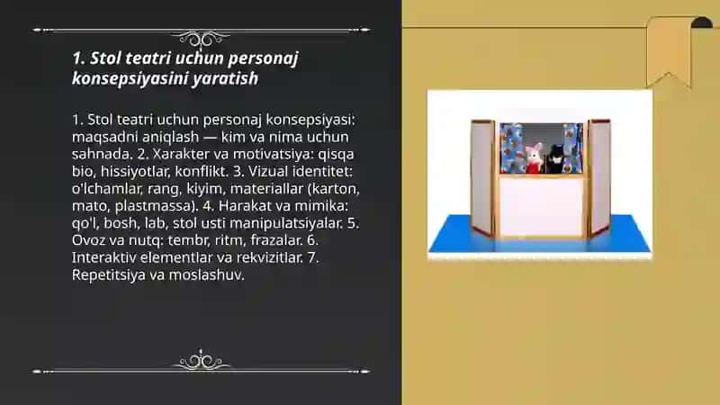 Stol teatri uchun personajlar yasash va uni sahnalshtirish 3