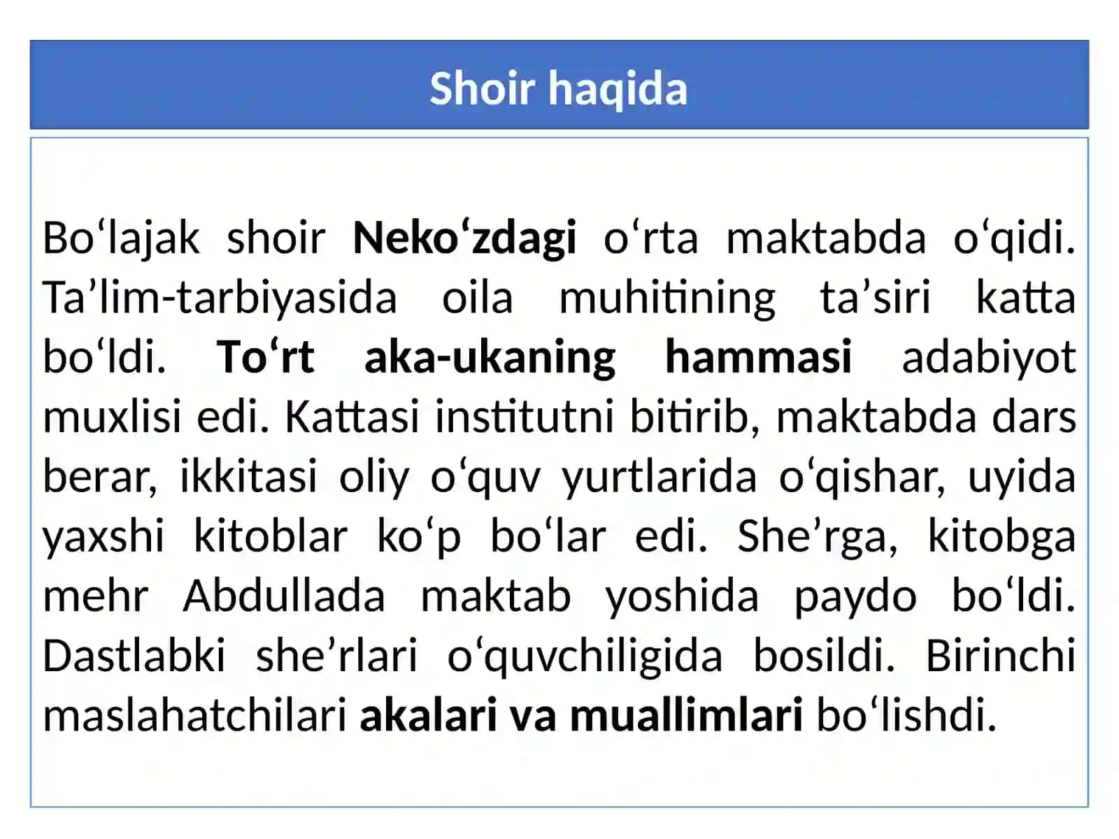 Abdulla Oripov hayoti va ijodi. “O‘zbekiston” qasidasi 3