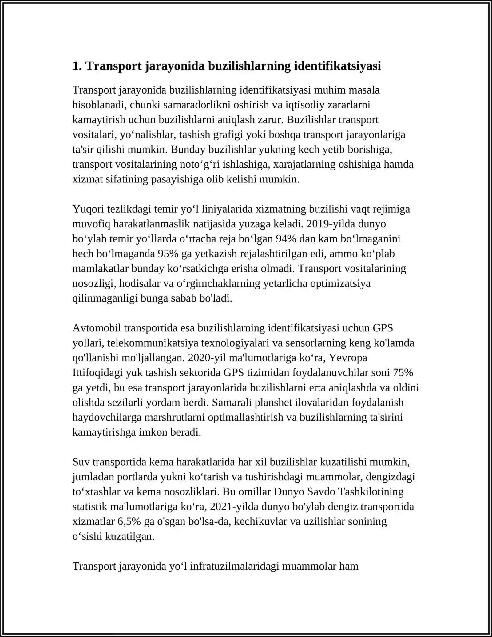 BUZILISH VA NOSOZLIKLARNING TRANSPORT JARAYONIGA TASIRI 3