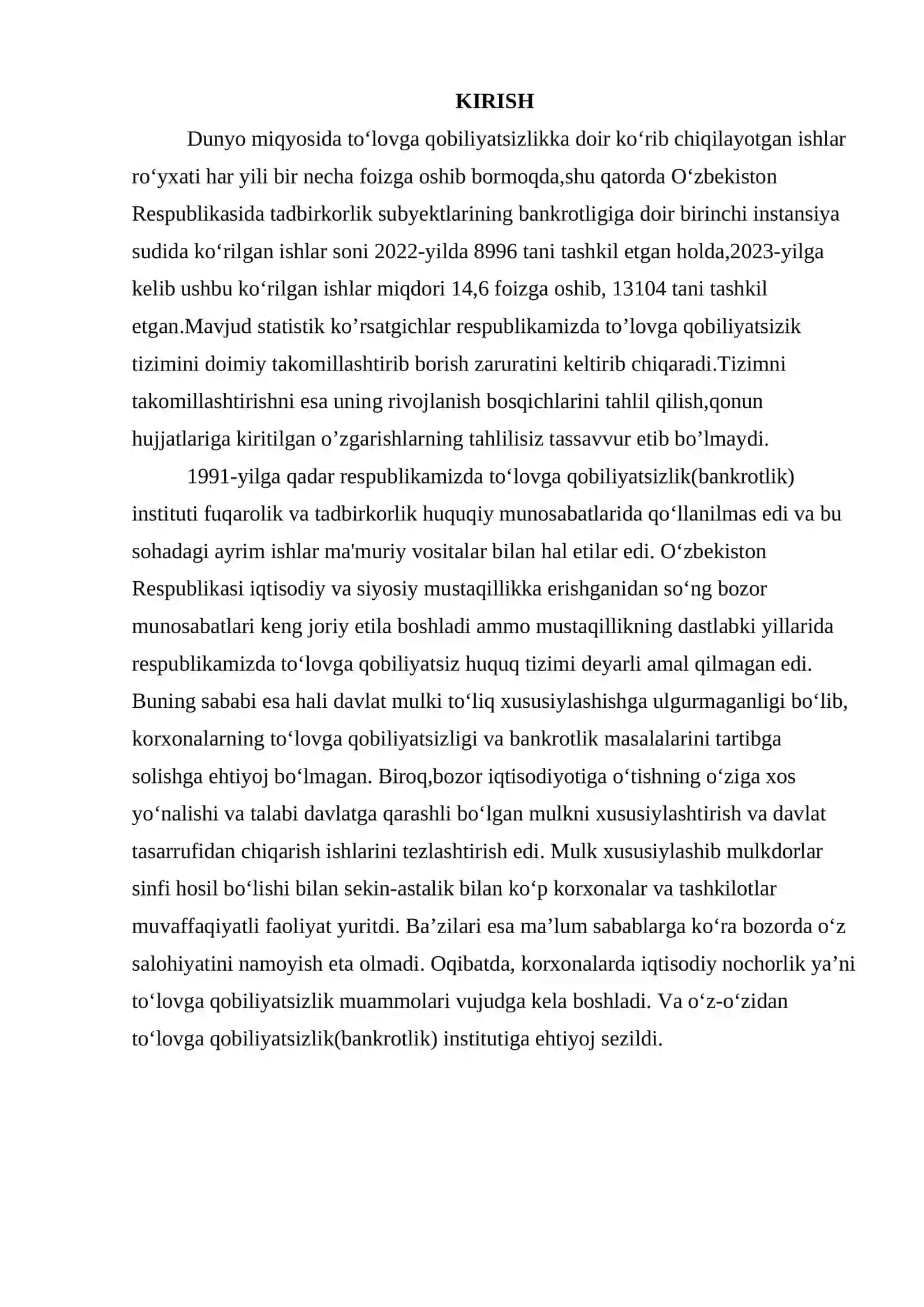 To'lovga qobilyatsizlikda korxona manfaatini ko'zlab tugatish boshqaruvchisi taraflarga talabnoma, ariza, davo ariza bilan ishlarni yuritishi 3