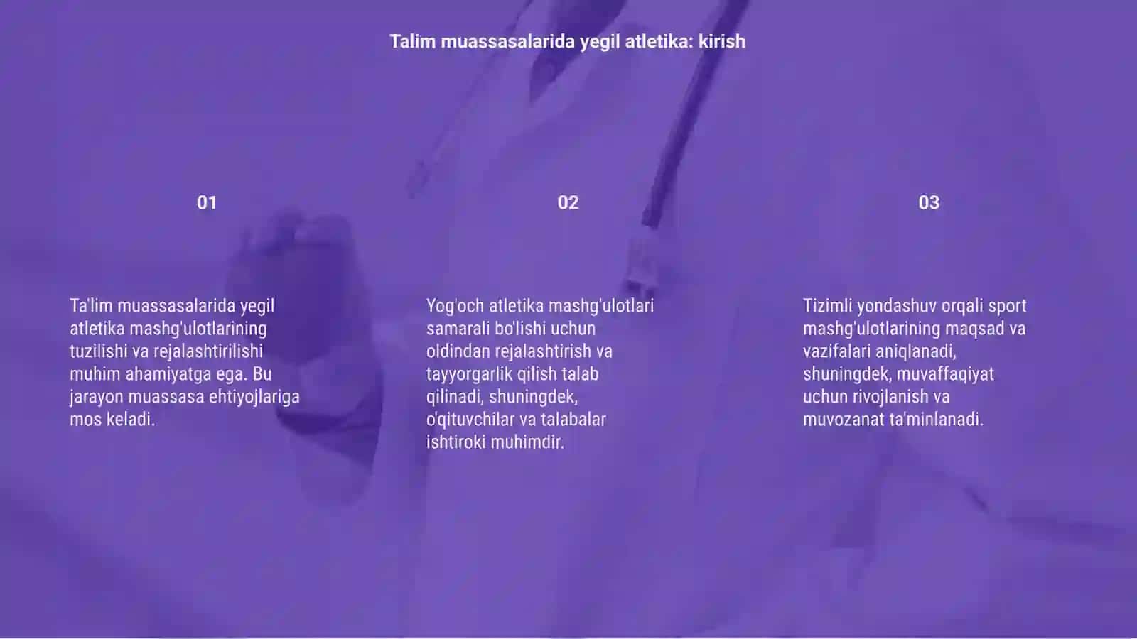 Yegil atletika mashg'ulotlarining tuzulishi va rejalashtirish 3