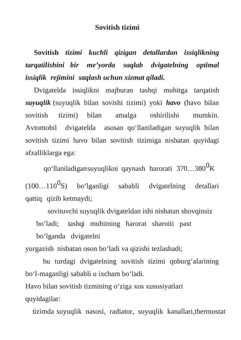 ZAMONAVIY AVTOMOBILLARNING SOVUTISH TIZIMI 3