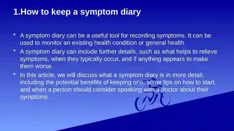 Create a symptom diary in English. 3