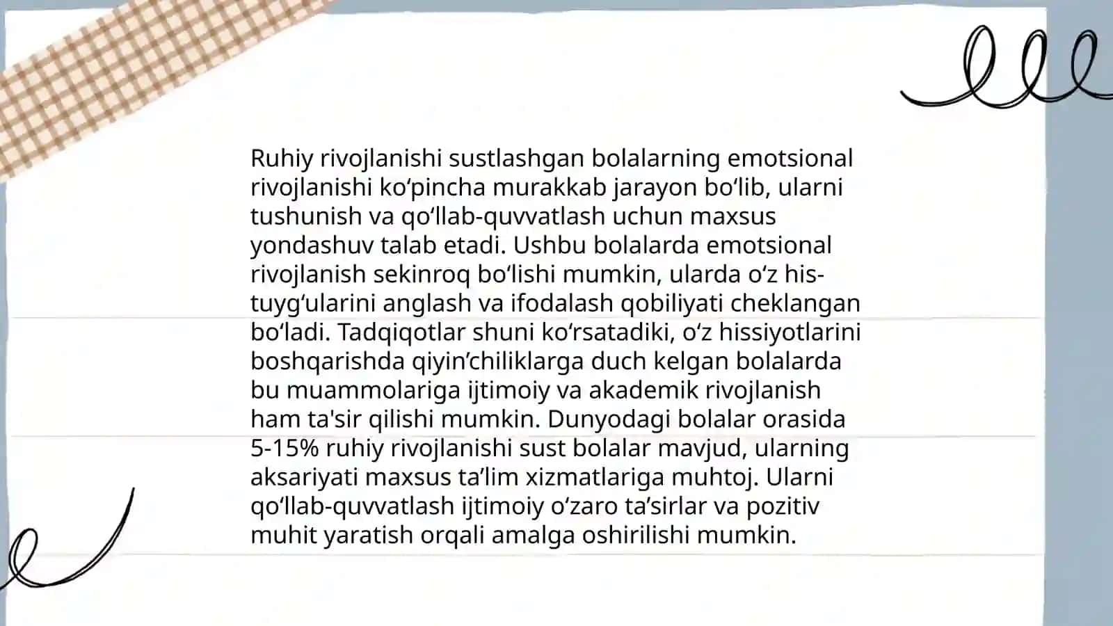 Ruhiy rivojlanishi sustlashgan bolalar rivojlanishining oziga xos xususiyatlari 3