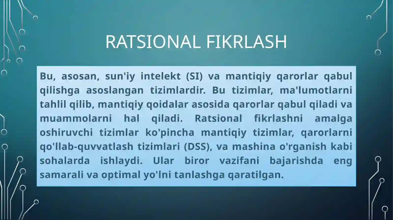 Ratsional fikrlaydi gan tizimlar 3
