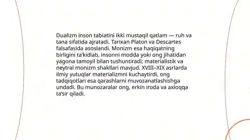Dualizm va monizm: insonni tushunishda tarixiy va falsafiy asoslar 3