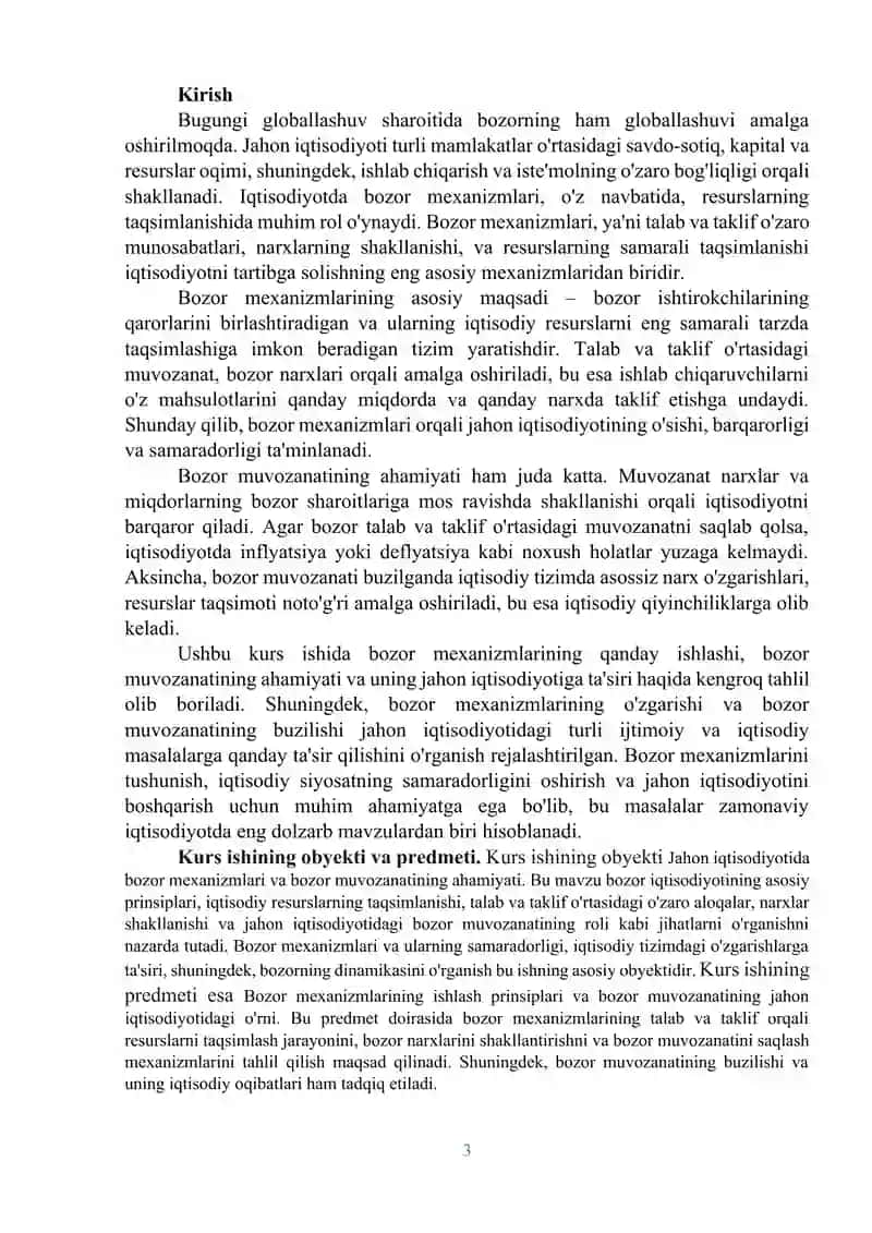 Jahon iqtisodiyotida bozor mexanizmlari va bozor muvozanatining ahamiyati 3