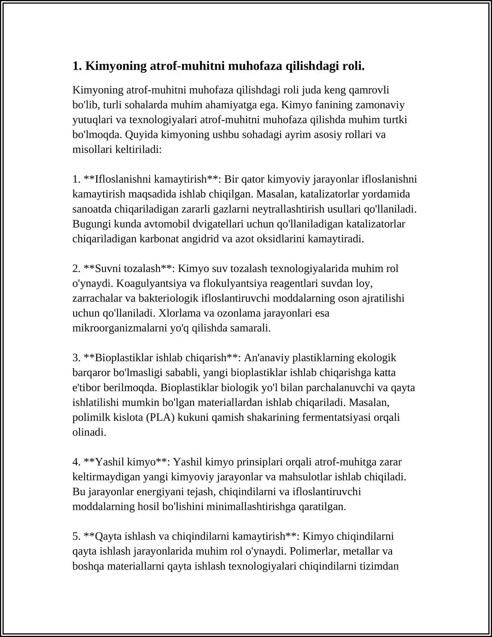 KIMYO VA EKOLOGIYA. ATROF-MUHITNI MUHOFAZA QILISH VA EKOLOGIK MUAMMOLARNI HAL QILISHDA KIMYONING ROLI 3