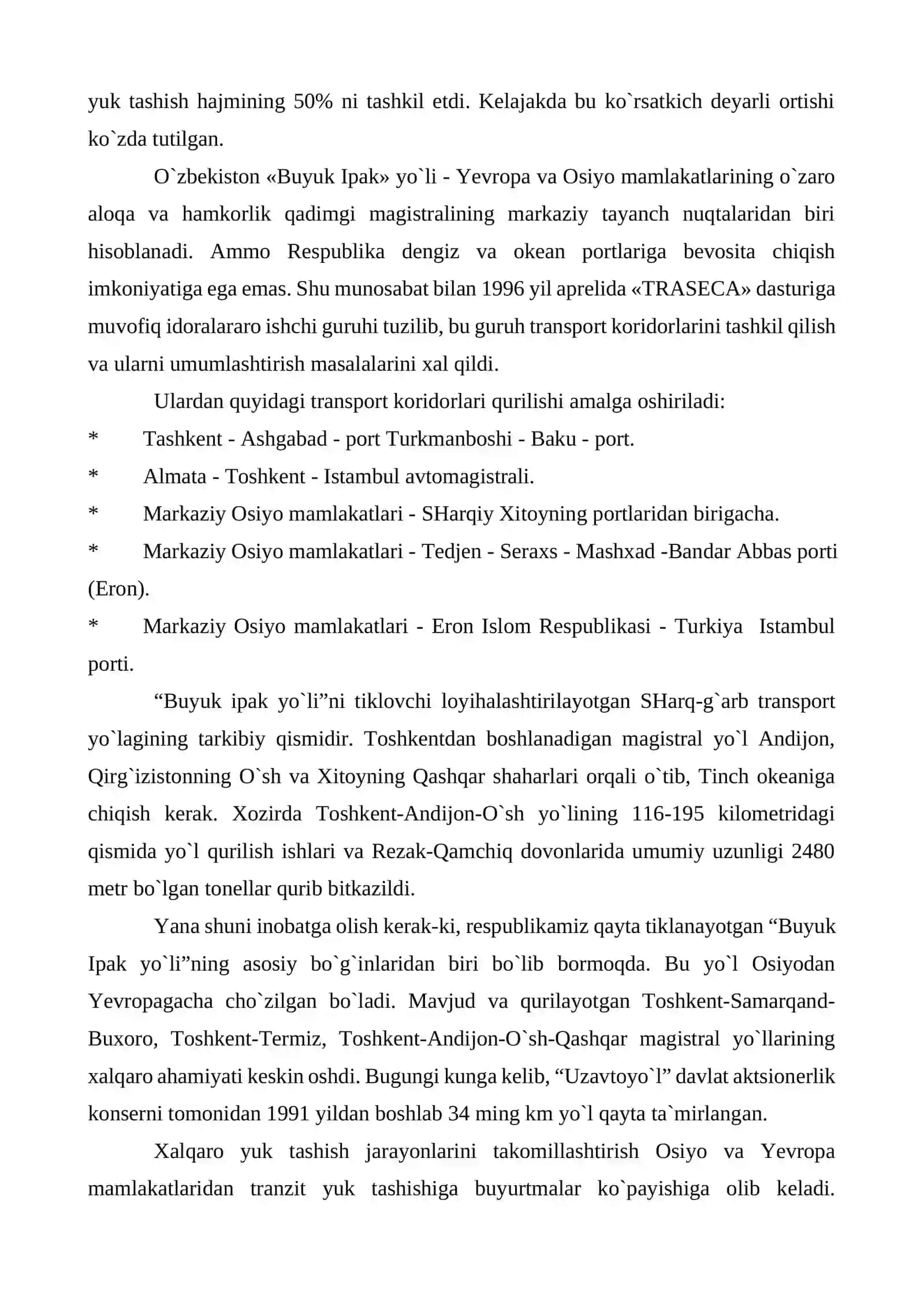 AVTOMOBIL YO`LLARI VA UNING IJTIMOIY-IQTISODIY HAYOTDAGI AHAMIYATI 3