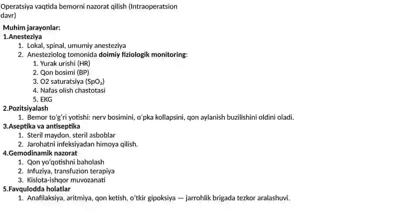 Xirurgik bemorlarning nazorat qilish va parvarish qilish 3