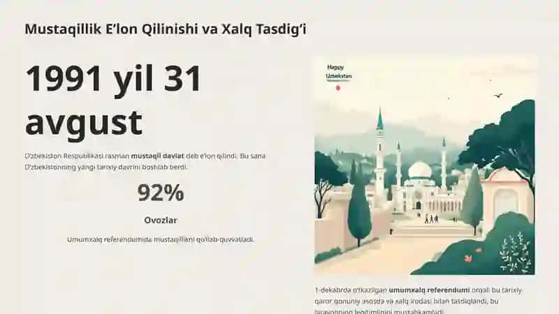 Mustaqil O‘zbekiston Respublikasi: Tarixiy Yo‘l va Milliy Taraqqiyot 3