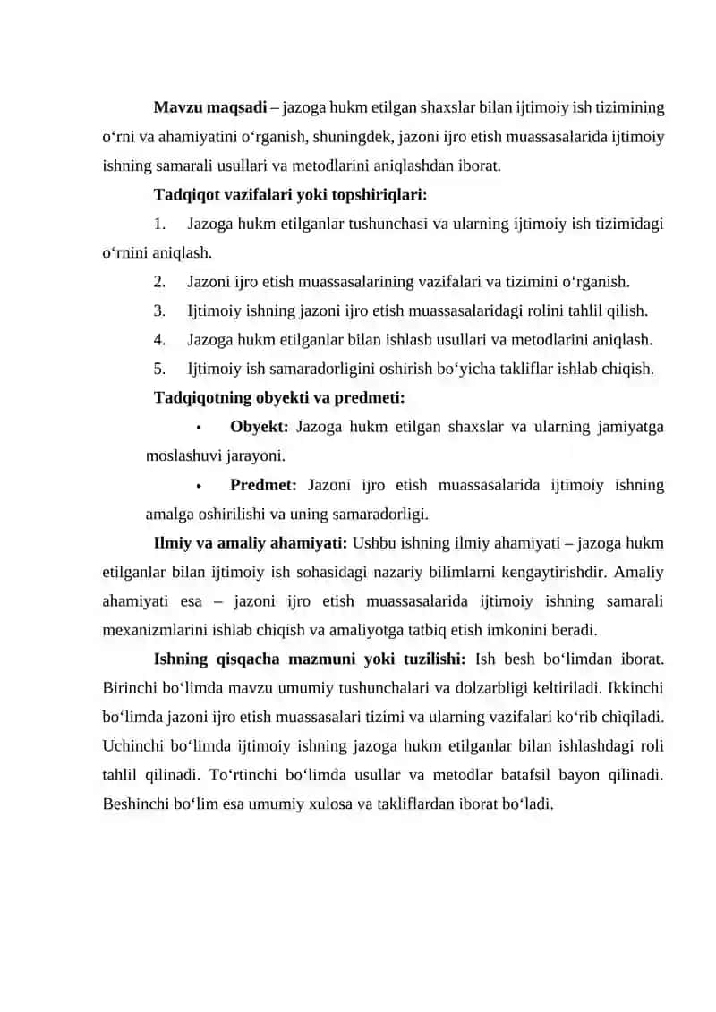 Jazoga hukm etilganlar bilan ijtimoiy ish tizimi va uning jazoni o'tash muassasalari tizimidagi o'rni 3