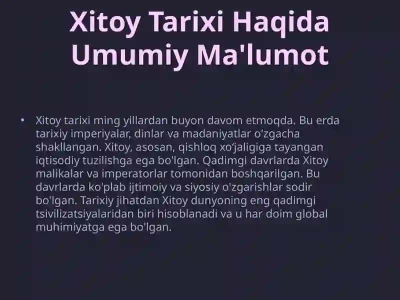 Xitoy Tarixi Haqida Umumiy Ma'lumot 3
