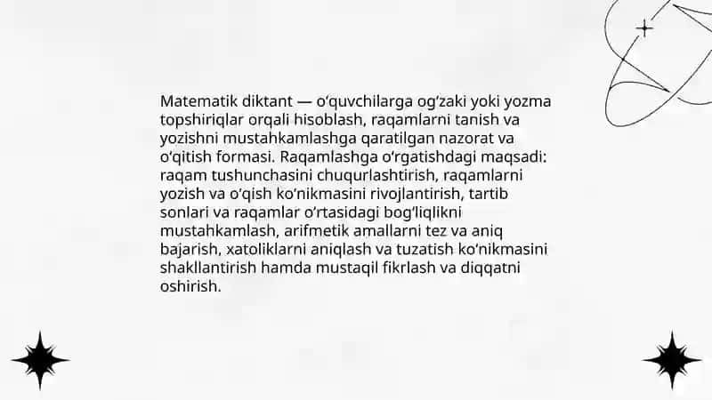 Raqamlashga oʻrgatishda matematik diktantning oʻrni 3
