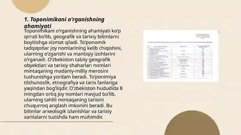 Toponimikani oliy talim muassasalarida oʻqitishning zaruriyati 3