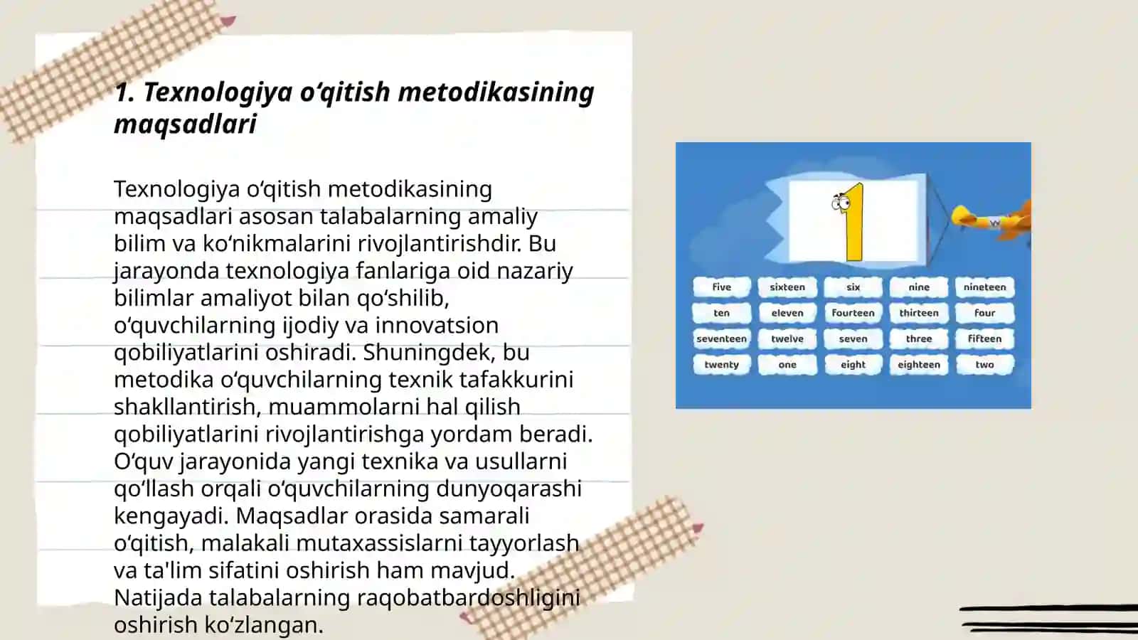 Texnologiya o‘qitish metodikasining maqsadlari 3