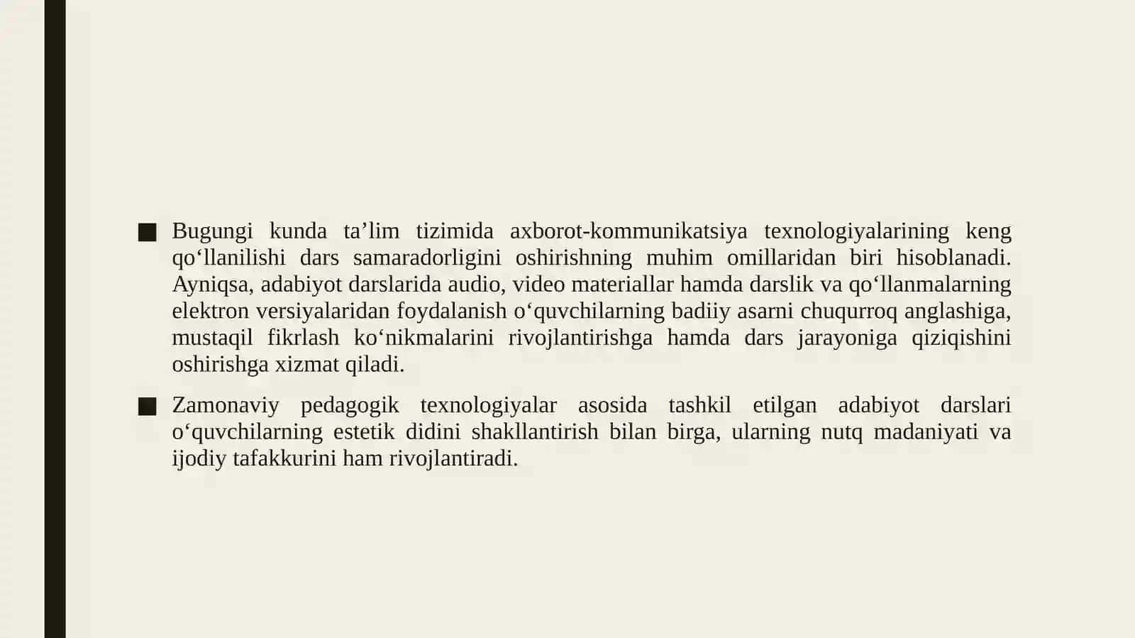 ADABIYOT DARSLARIDA AUDIO, VIDEO MATERILLARIDAN DARSLIK VA QO'LLANMALARNING ELEKTRON VERSIYALARIDAN FOYDALANISH YO'LLARI. 3