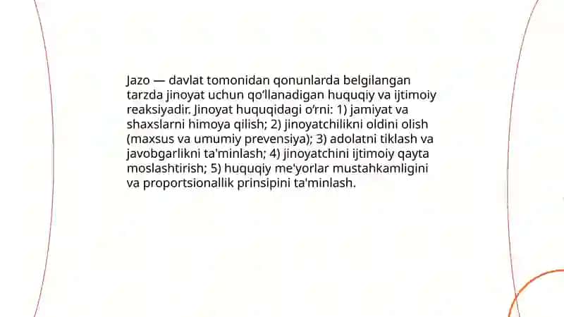 Jazo tayinlashning prinsiplari tushunchasi va ahamiyati 3