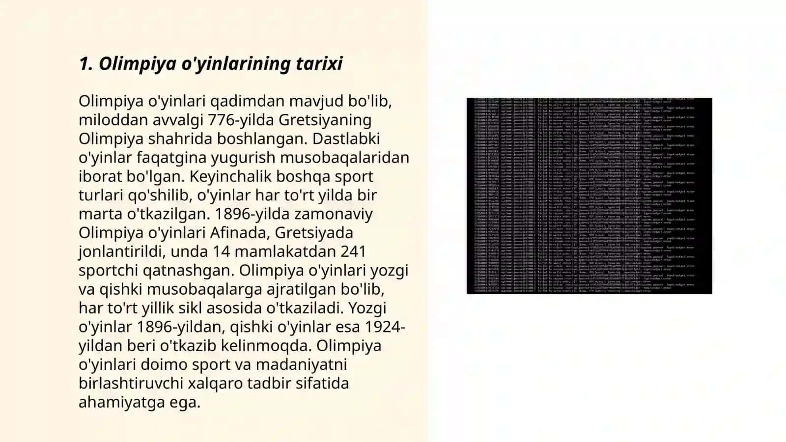 Olimpiya o'yinlarining xususayatlari (1896-hozirgi davrgacha) 3