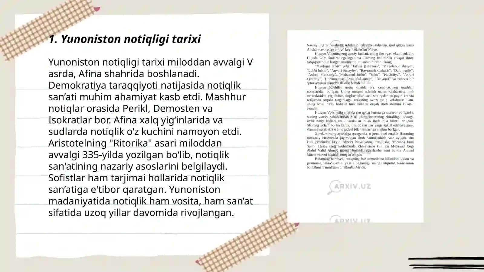 Yunonistonda notiqlik arastu, sestiron, demosfen notiqlik san' atiga qushgan xissasi 3
