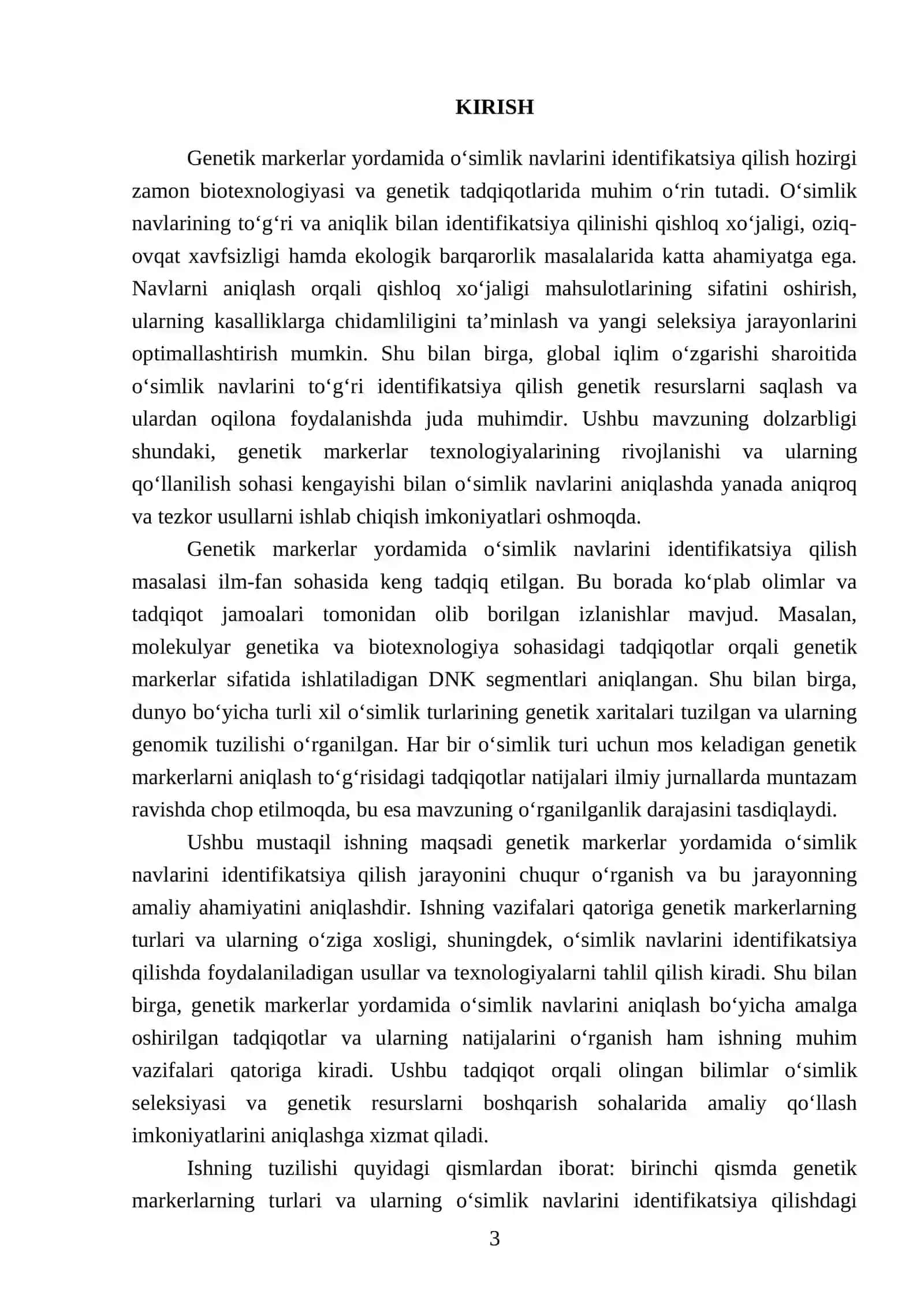 Genetik markerlar yordamida oʻsimlik navlarini idenfekatsiya qilish 3